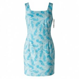 Lilly Pulitzer Sleeveless Krista Shift Dress in Scuba Blue Seahorse Size 4